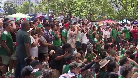 Fans celebrate Mexico’s tournament opener win at Casa Mexico in downtown Los Angeles