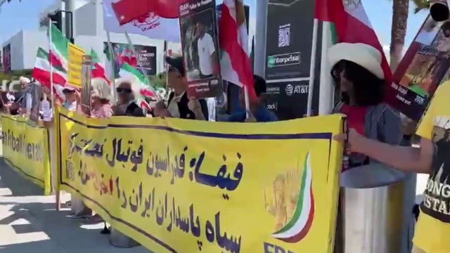 Iran’s first World Cup match draws protests in LA