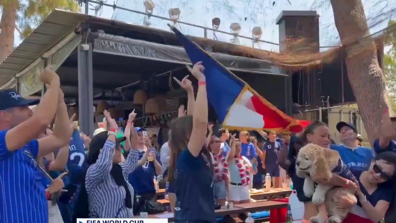 Fans celebrate France advancing to World Cup semifinals at Venice watch party