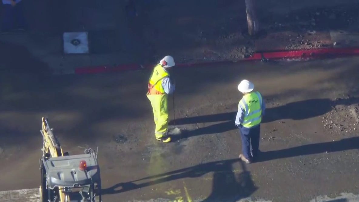 Water valve leak floods Santa Monica Boulevard in West Hollywood