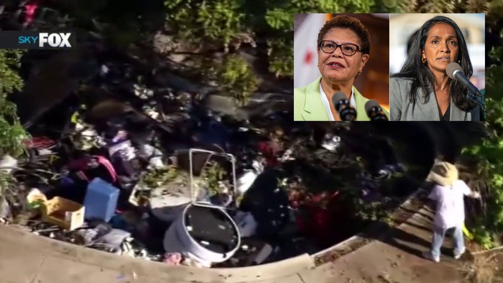 Studio City encampment fire sparks political clash between Bass and Raman