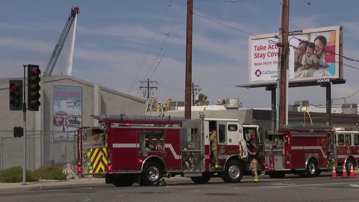 Fullerton warehouse fire briefly shuts down nearby municipal airport; No one hurt