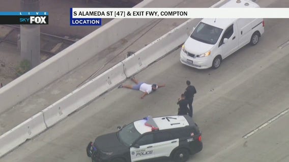 Father arrested after LA County freeway pursuit with 6-year-old child in van