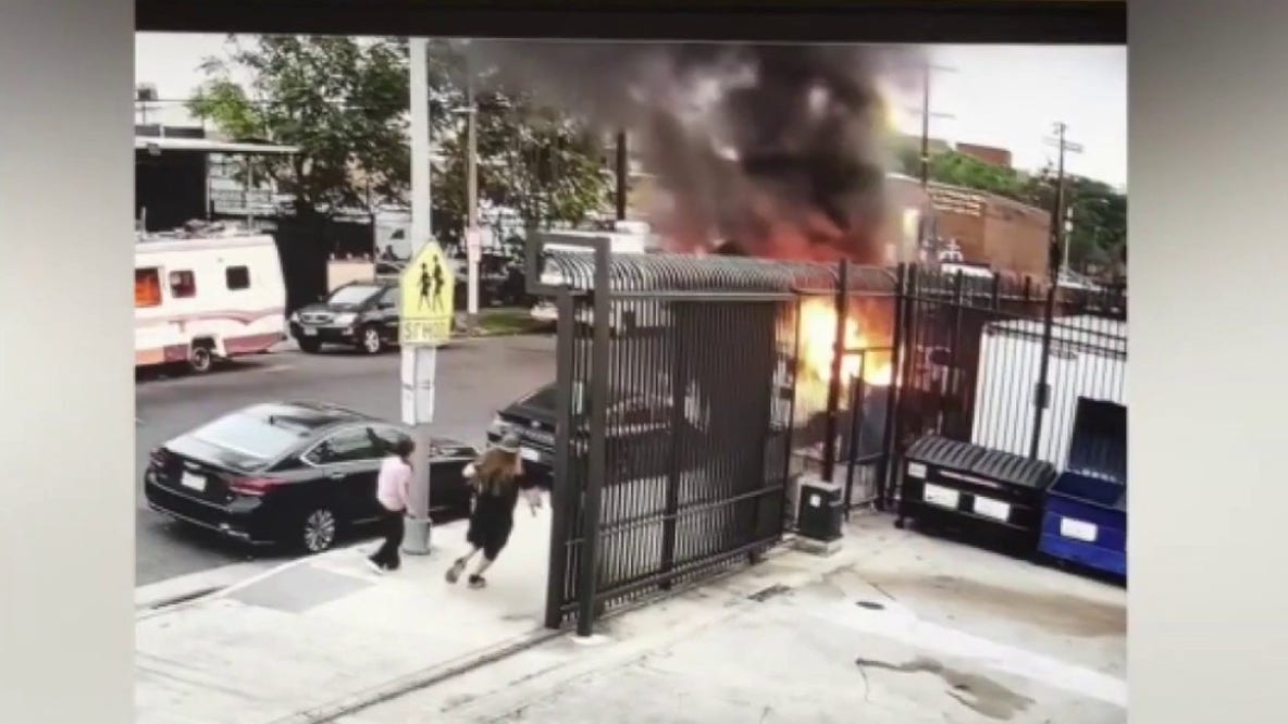 Stranger jumps in to save dog from burning van on Skid Row