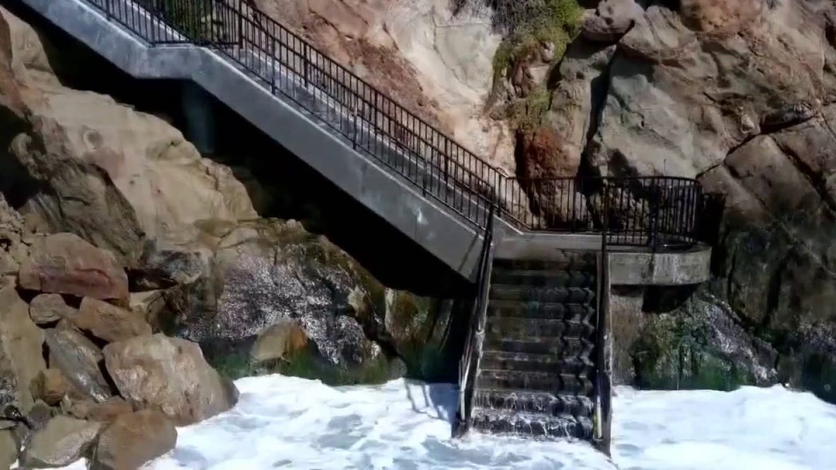 Swells from Hurricane Polo cause rockslide along Laguna Beach coast
