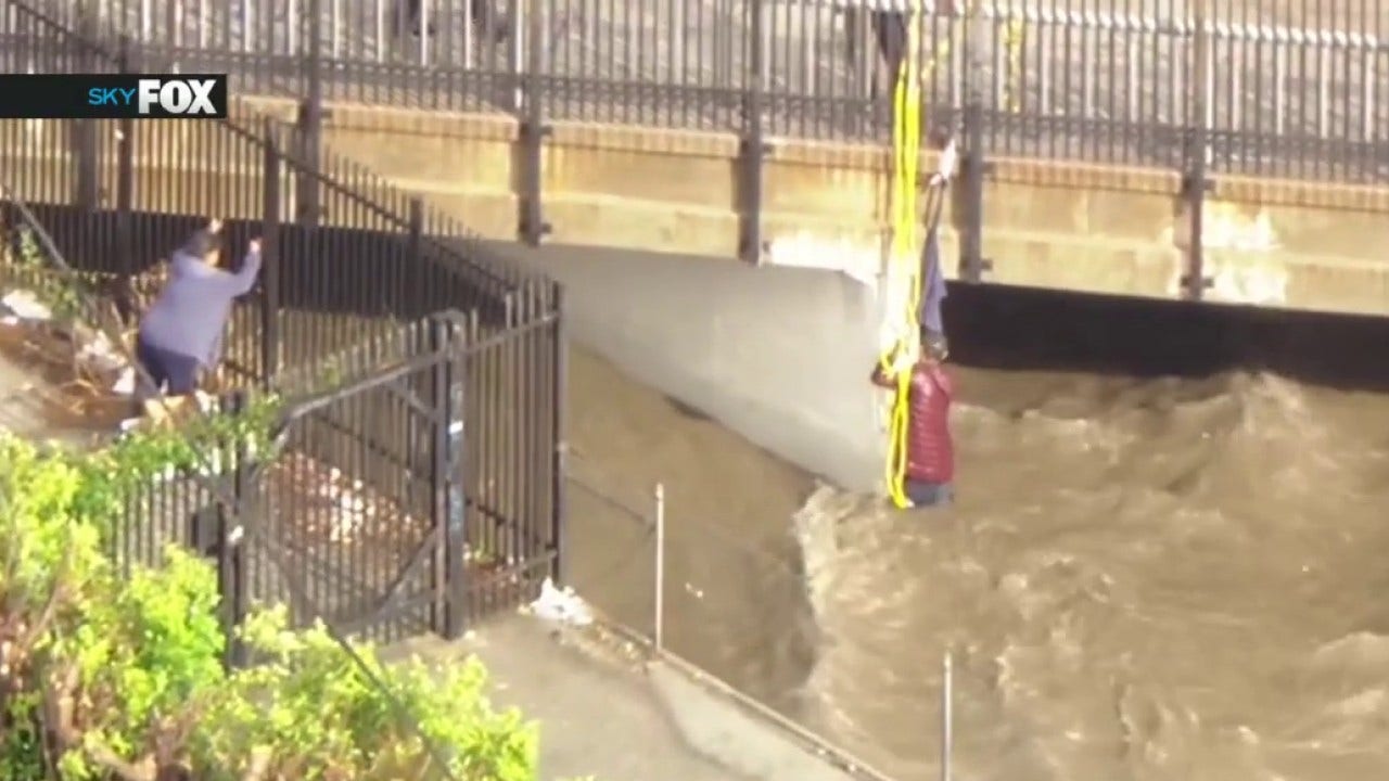3 rescued from rushing floodwaters in San Fernando Valley