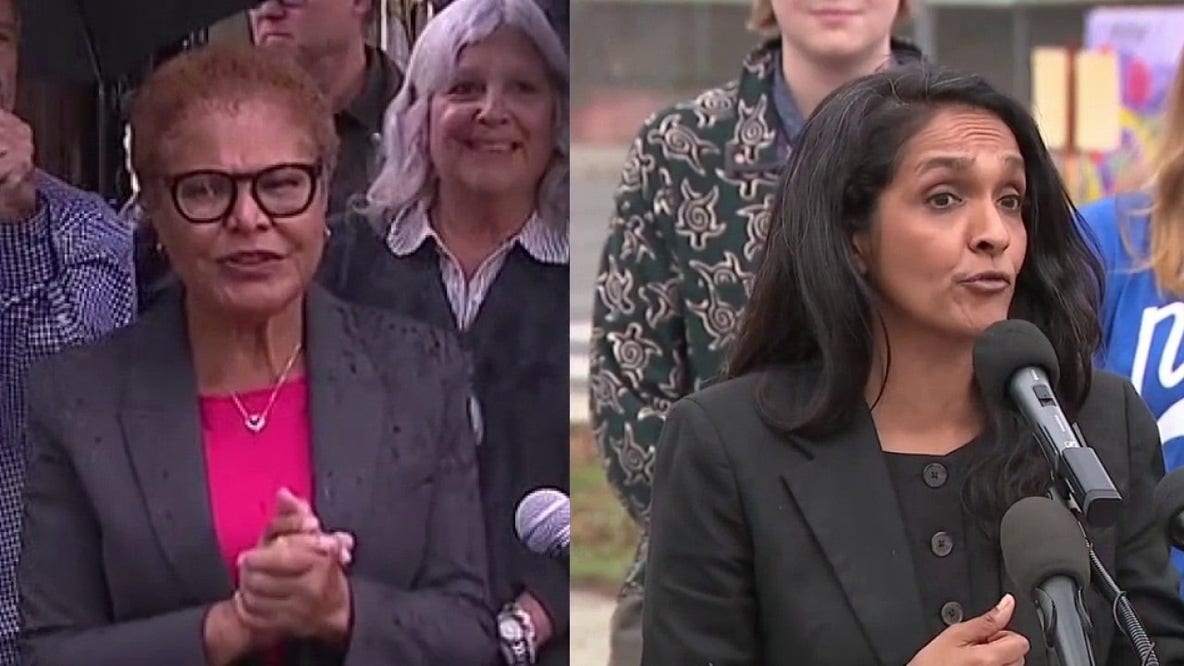 Bass, Raman take homelessness clash to San Fernando Valley as polling shows dead heat