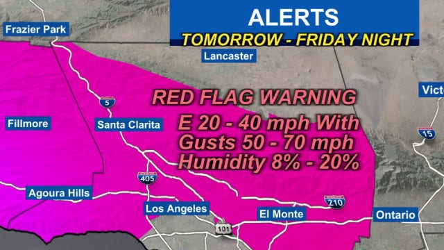 LA County issues Red Flag Warning as dangerous Santa Ana winds increase wildfire risk