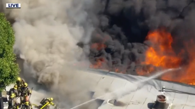 Inglewood buildings go up in flames, prompting major firefight