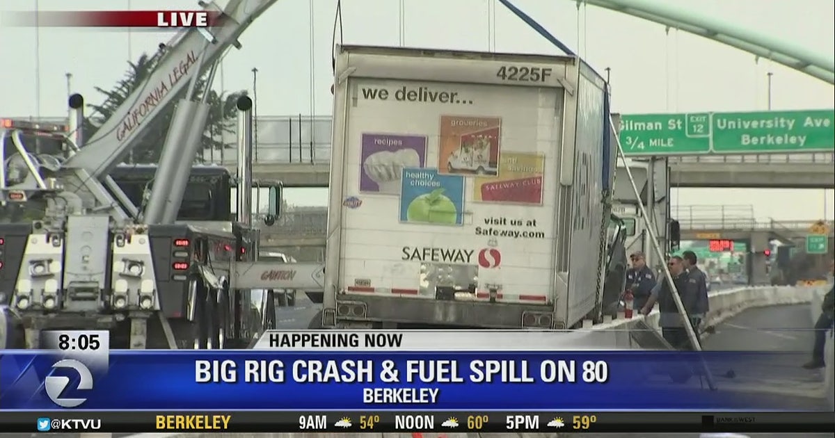 Truck crash spills 40 gallons of fuel on I-80 in Berkeley | KTVU FOX 2