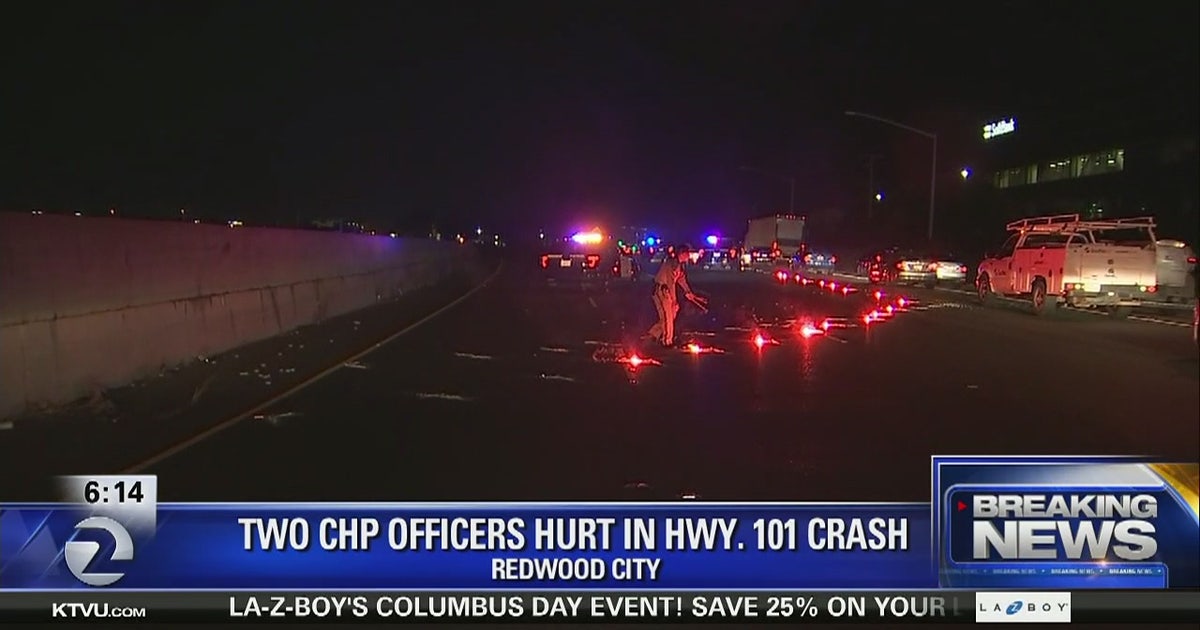 CHP officers taken to hospital after crash in Redwood City | KTVU FOX 2