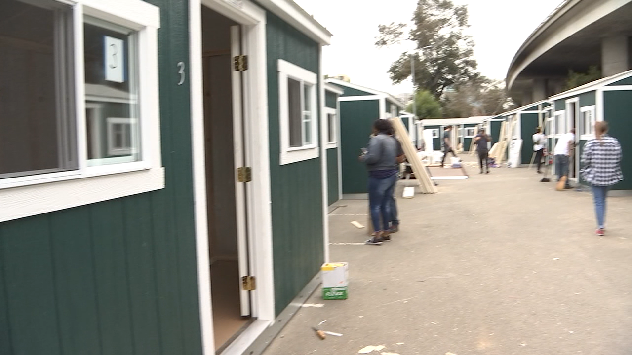 oakland opens second 'tuff shed' living space for the homeless