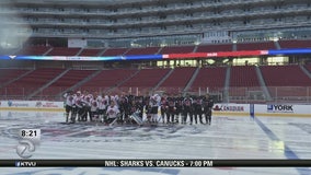 Firefighters play hockey in Oakland to raise awareness about cancer