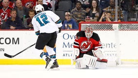 Jones, Sharks beat Devils in shootout to remain unbeaten