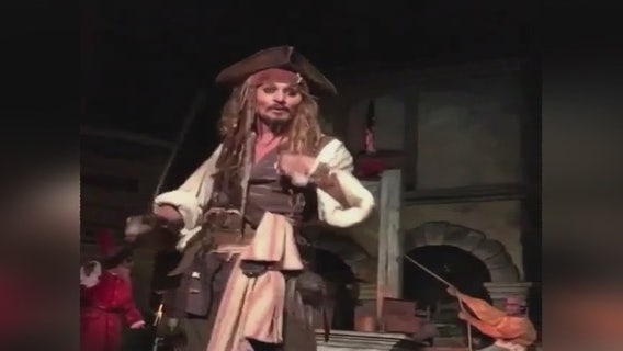 Johnny Depp surprises guests in costume on 'Pirates of the Caribbean' ride