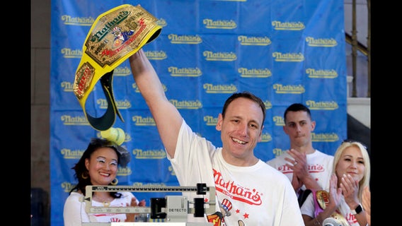 San Jose's Joey Chestnut champ again at hot dog eating contest
