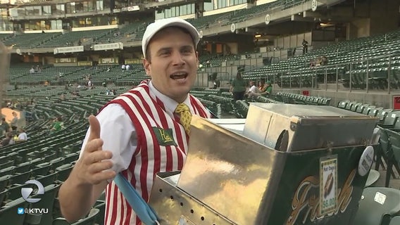 Roving A's hot-dog vendor working on PhD, is also vegetarian