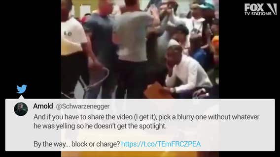 Arnold Schwarzenegger blindsided, dropkicked in the back during sporting event in South Africa