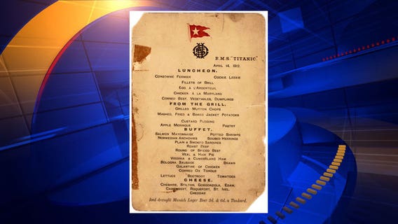 Titanic's last lunch menu, from Money Boat, goes for $88,000