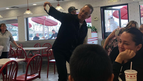 Tom Hanks surprises customers at In-N-Out restaurant in California with free meals