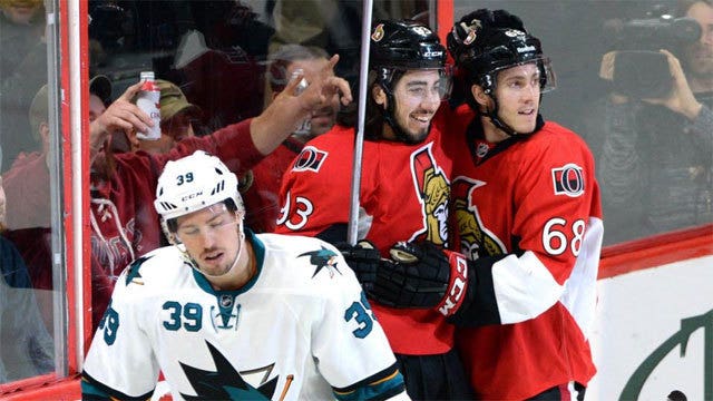 Struggling Sharks fall to Senators 5-2