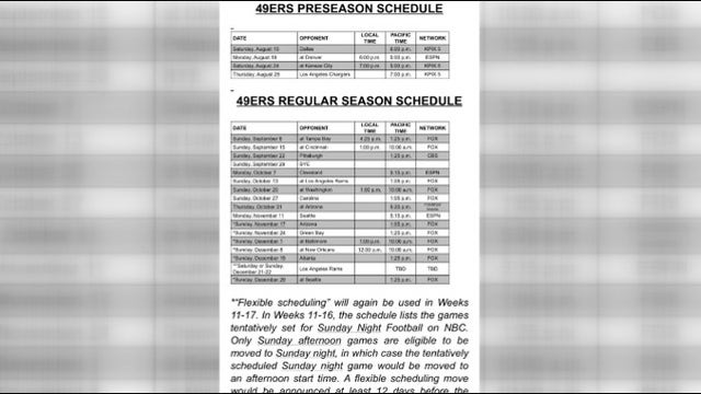49ers release 2019 regular season game schedule
