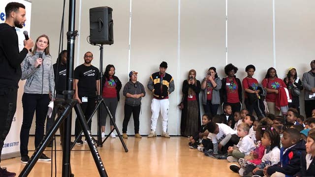 Stephen Curry visits local school for mindfulness event (video)