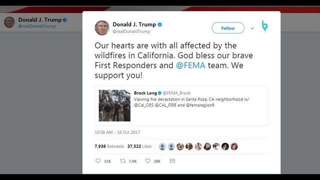 Trump has no plans now to visit wine country fire damage