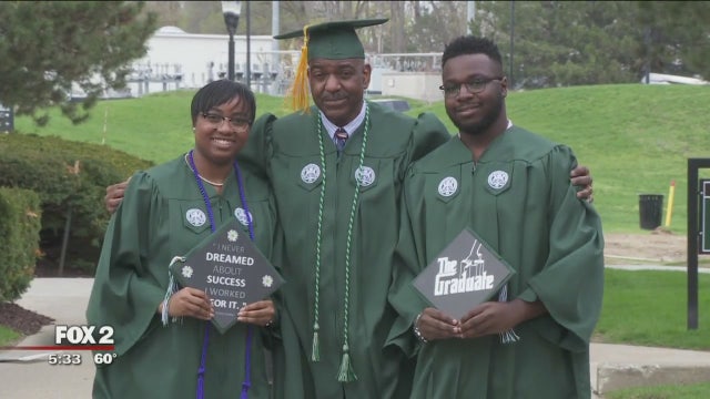A father, his son and daughter are graduating from Eastern Michigan University - together
