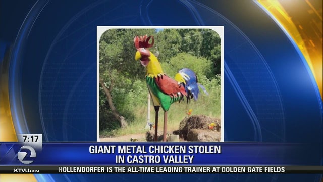 Stolen giant metal chicken from Crow Canyon Road found