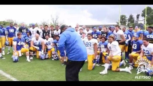 SJSU football coach fires up players with 'Hammer Time'