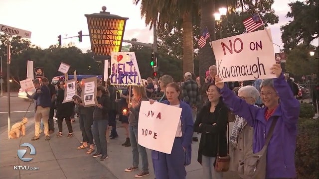 Hundreds gather to oppose Kavanaugh, support Ford in Palo Alto