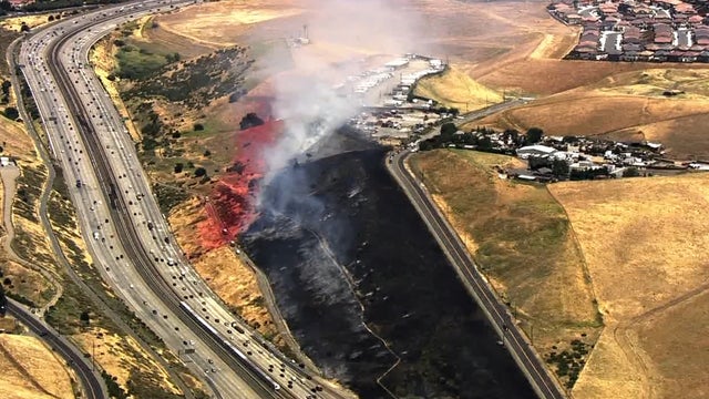 Crews battle 15-acre grass fire near Highway 4 in Concord