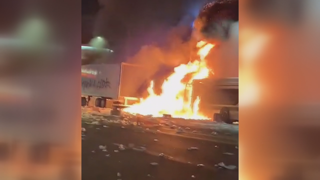 Another sideshow in Oakland; crowd loots truck, starts fire, videos at scene show