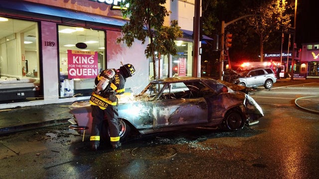 Fiery early Sunday Menlo Park collision sends 5 to the hospital, driver arrested for DUI