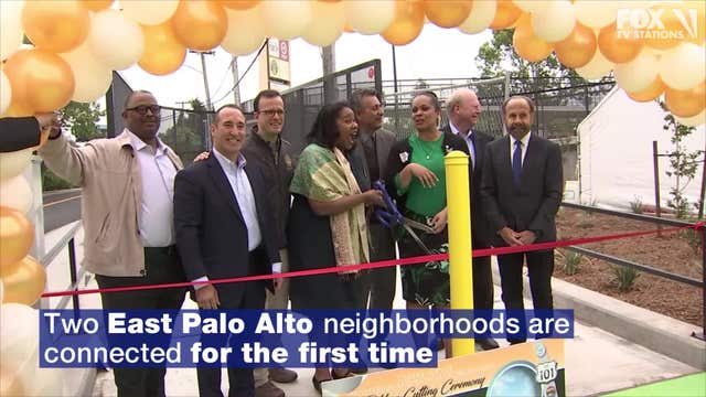 New pedestrian bridge over highway 101 connects East Palo Alto neighborhoods