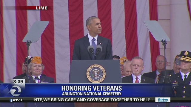 President Obama honors veterans at Arlington National Cemetary