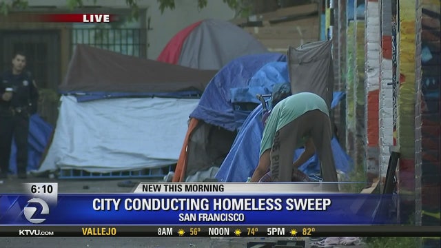 San Francisco crews clear out small homeless camp in SoMa