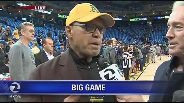 WATCH: Reggie Jackson bumps into Mark and Joe at the Warriors game