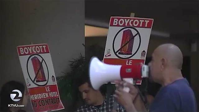 Protest calls for boycott of 2 San Francisco hotels
