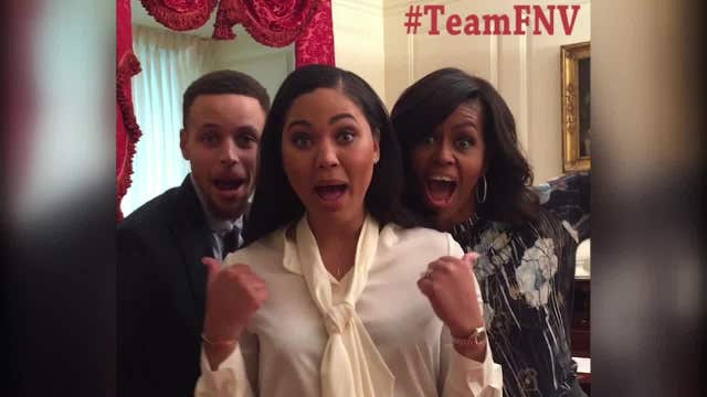 Steph Curry jokes with the First Lady