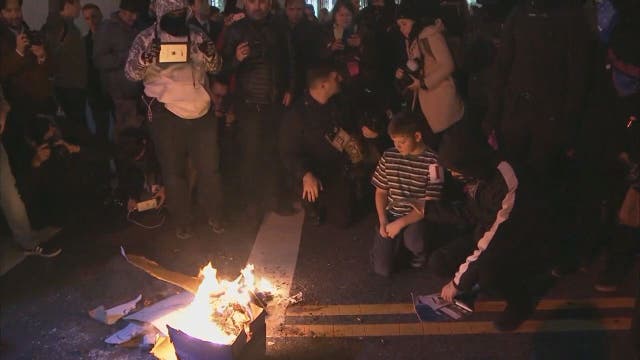 Protesters light fire outside 'DeploraBall' party in DC