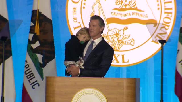 Sweet Moment: Gov. Newsom's toddler steals the show at inauguration