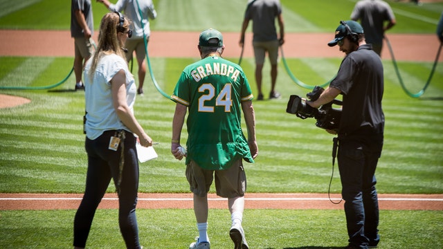 Lifelong A's fan and Walnut Creek grandpa throws out first pitch at game