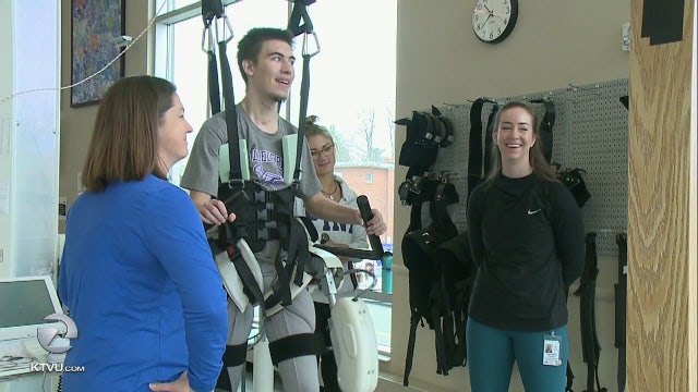 Walnut Creek teen paralyzed during wrestling match takes first steps in nearly two years
