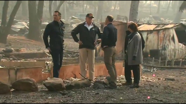 Trump denies climate change role in Camp Fire, suggests raking leaves is bigger problem