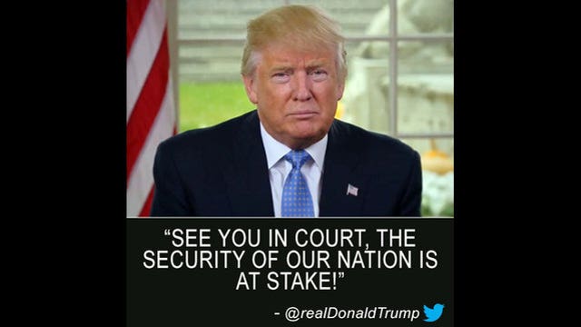 Trump responds to ruling on travel ban: 'SEE YOU IN COURT'