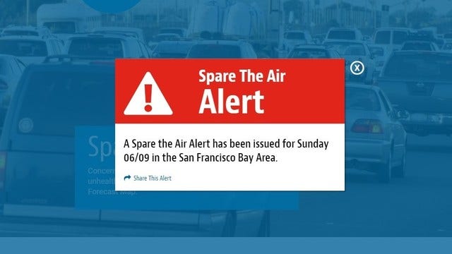 Bay Area's first spare the air alert of 2019 issued for Sunday
