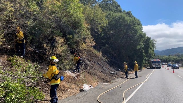 Vegetation fire along Highway 17 snarls afternoon traffic