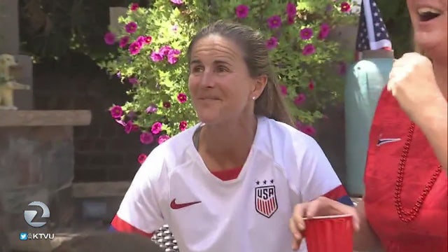 Women's World Cup champion Brandi Chastain hosts watch party at San Jose home